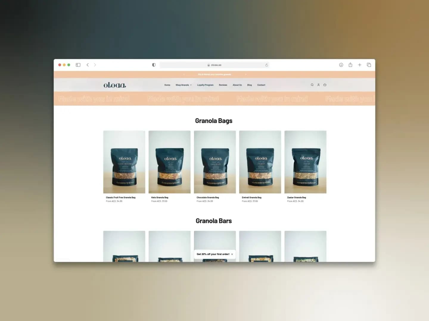 Oloaa Granola — Healthy Food E-commerce Store