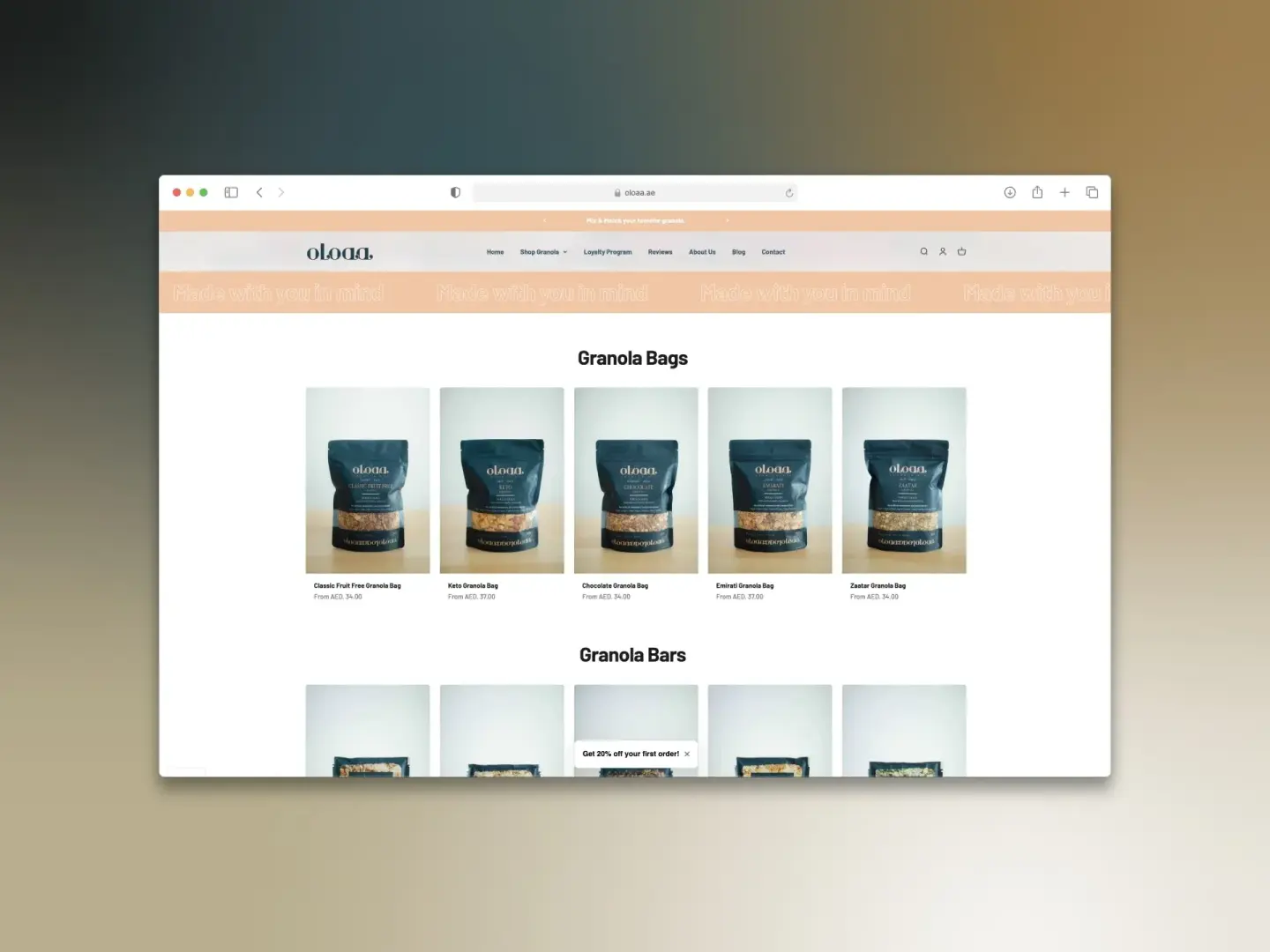 Oloaa Granola — Healthy Food E-commerce Store